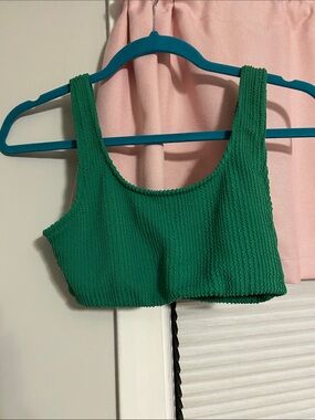 Old Navy Green Textured Scoop Neck Bikini Top